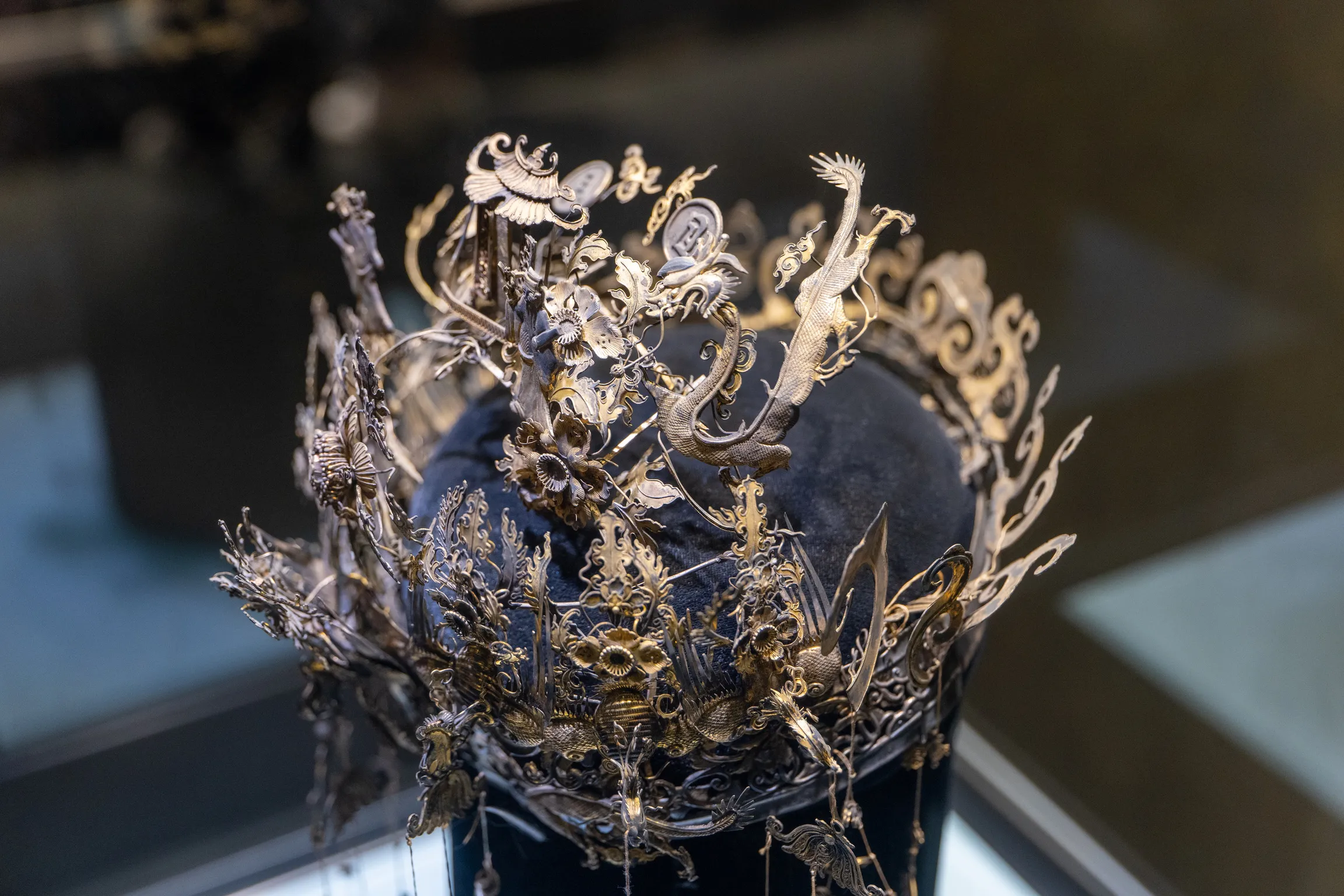 An ornate traditional crown, photographed in Zhenjiang